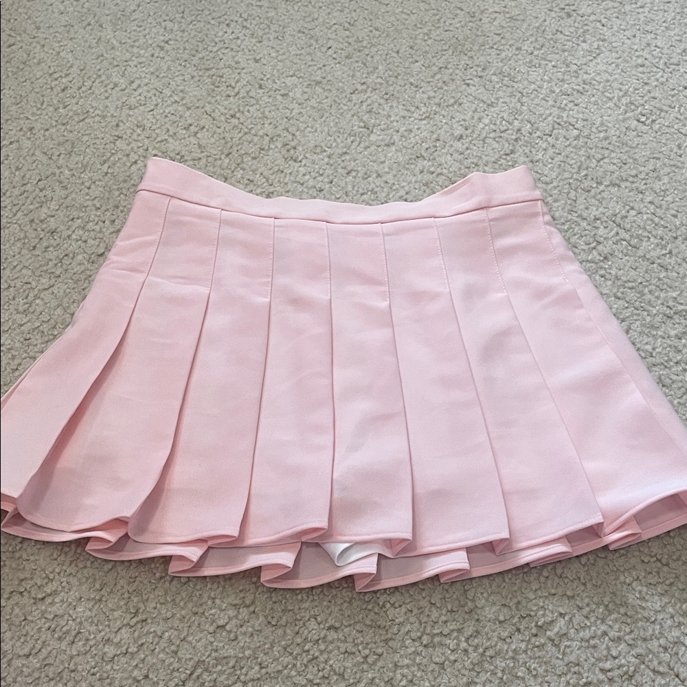 Pink Pleated Women's Mini Skirt with shorts M - Picture 5 of 5